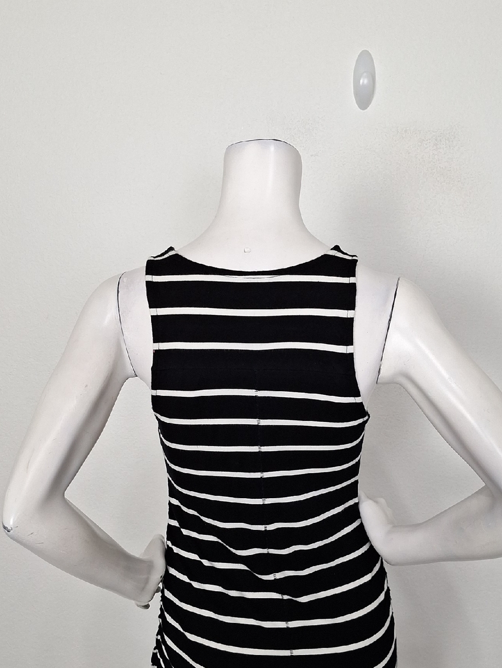 Liz Lange Maternity Black White Striped Boho Feminine High Low Midi Dress Size S - Picture 7 of 12